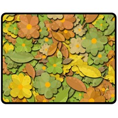 Autumn Flowers Fleece Blanket (medium)  by Valentinaart