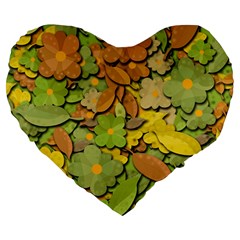 Autumn Flowers Large 19  Premium Heart Shape Cushions by Valentinaart