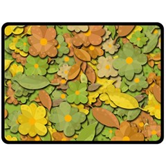 Autumn Flowers Double Sided Fleece Blanket (large)  by Valentinaart