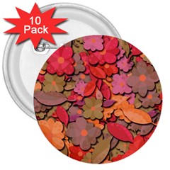 Beautiful Floral Design 3  Buttons (10 Pack)  by Valentinaart