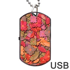 Beautiful Floral Design Dog Tag Usb Flash (one Side) by Valentinaart