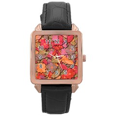 Beautiful Floral Design Rose Gold Leather Watch  by Valentinaart