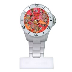 Beautiful Floral Design Plastic Nurses Watch by Valentinaart