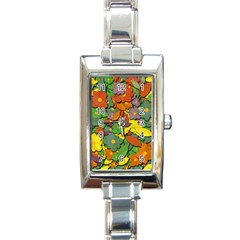 Decorative Flowers Rectangle Italian Charm Watch by Valentinaart