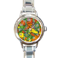 Decorative Flowers Round Italian Charm Watch by Valentinaart