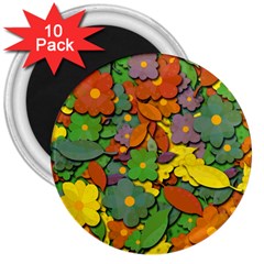 Decorative Flowers 3  Magnets (10 Pack)  by Valentinaart