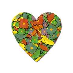 Decorative Flowers Heart Magnet by Valentinaart