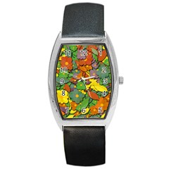 Decorative Flowers Barrel Style Metal Watch by Valentinaart