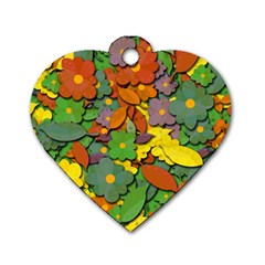 Decorative Flowers Dog Tag Heart (one Side) by Valentinaart