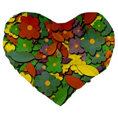 Decorative Flowers Large 19  Premium Heart Shape Cushions by Valentinaart