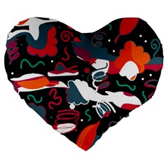 Fly Away  Large 19  Premium Flano Heart Shape Cushions by Valentinaart