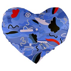 Sea Large 19  Premium Heart Shape Cushions by Valentinaart