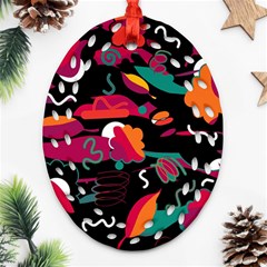 Colorful Abstract Art  Oval Filigree Ornament (2-side)  by Valentinaart