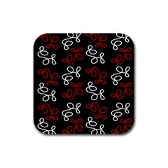 Elegance - Red  Rubber Square Coaster (4 Pack)  by Valentinaart