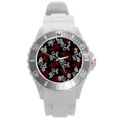 Elegance - Red  Round Plastic Sport Watch (l) by Valentinaart