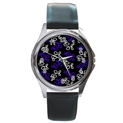 Elegance - Blue Round Metal Watch by Valentinaart