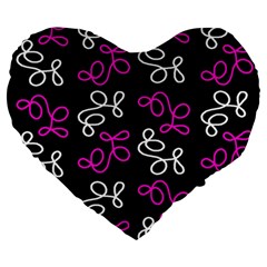 Elegance - Magenta  Large 19  Premium Flano Heart Shape Cushions by Valentinaart