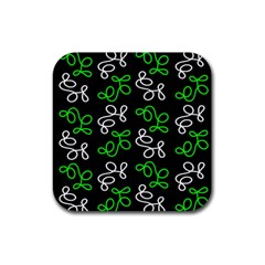 Elegance - Green Rubber Coaster (square)  by Valentinaart