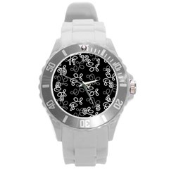 Elegance - Gray Round Plastic Sport Watch (l) by Valentinaart