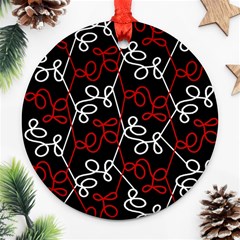 Elegant Red And White Pattern Ornament (round)  by Valentinaart