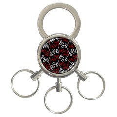 Elegant Red And White Pattern 3-ring Key Chains by Valentinaart