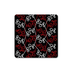 Elegant Red And White Pattern Square Magnet by Valentinaart