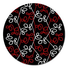 Elegant Red And White Pattern Magnet 5  (round) by Valentinaart