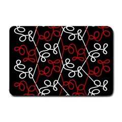 Elegant Red And White Pattern Small Doormat  by Valentinaart