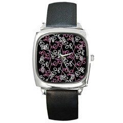 Elegance - Pink Square Metal Watch by Valentinaart