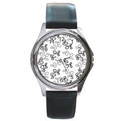 Gray Elegance  Round Metal Watch by Valentinaart