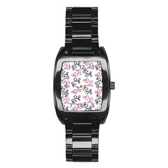 Magenta Elegance  Stainless Steel Barrel Watch by Valentinaart