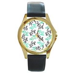 Green Elegance Round Gold Metal Watch by Valentinaart