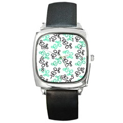 Green Elegance Square Metal Watch by Valentinaart