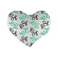 Green Elegance Standard 16  Premium Flano Heart Shape Cushions by Valentinaart