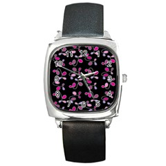 Magenta Garden Square Metal Watch by Valentinaart