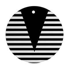 Black & White Stripes Big Triangle Ornament (round)  by EDDArt