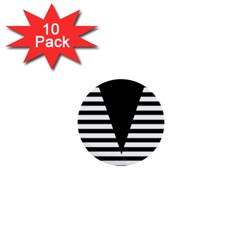 Black & White Stripes Big Triangle 1  Mini Buttons (10 Pack)  by EDDArt