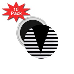 Black & White Stripes Big Triangle 1 75  Magnets (10 Pack)  by EDDArt