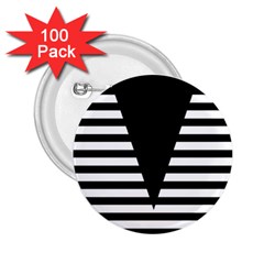 Black & White Stripes Big Triangle 2 25  Buttons (100 Pack)  by EDDArt