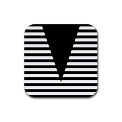 Black & White Stripes Big Triangle Rubber Coaster (square)  by EDDArt