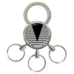 Black & White Stripes Big Triangle 3-ring Key Chains by EDDArt