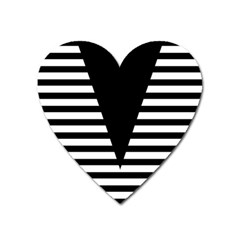 Black & White Stripes Big Triangle Heart Magnet by EDDArt