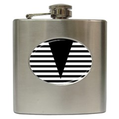 Black & White Stripes Big Triangle Hip Flask (6 Oz) by EDDArt