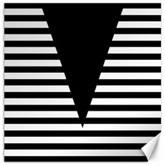 Black & White Stripes Big Triangle Canvas 12  X 12   by EDDArt