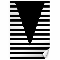 Black & White Stripes Big Triangle Canvas 12  X 18   by EDDArt