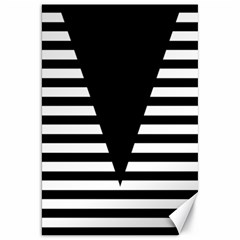 Black & White Stripes Big Triangle Canvas 20  X 30  