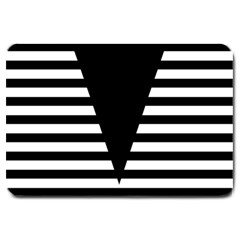 Black & White Stripes Big Triangle Large Doormat  by EDDArt