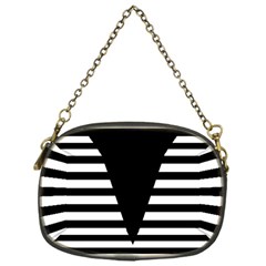 Black & White Stripes Big Triangle Chain Purses (one Side)  by EDDArt