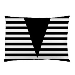 Black & White Stripes Big Triangle Pillow Case by EDDArt