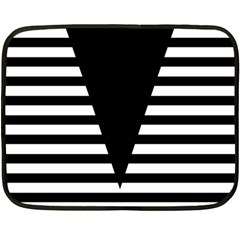 Black & White Stripes Big Triangle Fleece Blanket (mini) by EDDArt